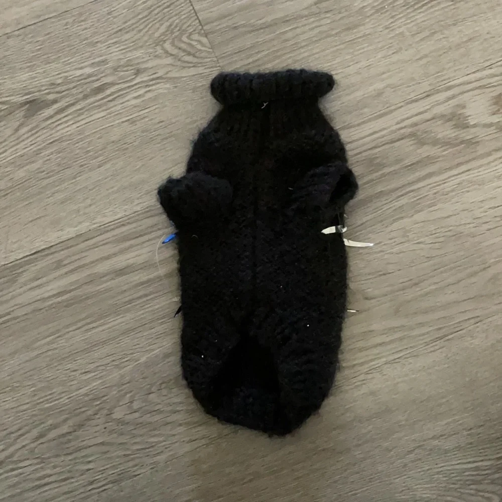 Dog black sweater with silver and blue accent